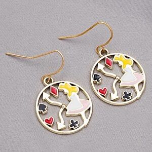 ALICE IN WONDERLAND dangle drop earrings NWT